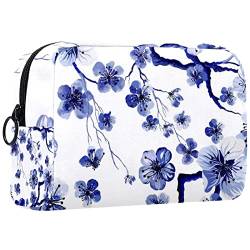 Unisex Kulturbeutel Reise Dopp Kit, Aufbewahrungsbeutel mit Griff für Kosmetik Toilettenartikel Bürsten Werkzeuge,Japanische Blüten Blumen Blau Weinlese von VBFOFBV