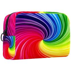 Unisex Kulturbeutel Reise Dopp Kit, Aufbewahrungsbeutel mit Griff für Kosmetik Toilettenartikel Bürsten Werkzeuge,Psyche Kunst Farbige Linien Regenbogen von VBFOFBV