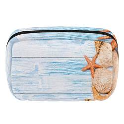 Unisex Kulturbeutel Reise Dopp Kit, Aufbewahrungsbeutel mit Griff für Kosmetik Toilettenartikel Bürsten Werkzeuge,Summer Seaside Board Seestern Shell Vintage von VBFOFBV