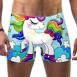 VBFOFBV Badehose Herren, Herren Jammer zum Schwimmen,Einhorn Karikatur Regenbogen Wolken Sternschnuppe von VBFOFBV