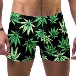 VBFOFBV Badeshorts mit quadratischem Bein für Herren, Badeanzug-Badehose für Herren,Cannabis Blatt Muster Grün Weinlese von VBFOFBV