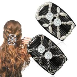 VBKITW 2 Stück elastische Perlen-Haarkämme, Haarkamm zum stecken, haarkämme zum stecken, doppelseitige Clips, Haarkamm für Frauen und Mädchen, DIY-Haar-Styling, Haar-Accessoires für den Alltag von VBKITW