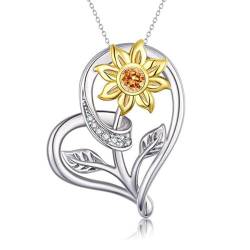 VBKITW Bohème Sonnenblume Anhänger Halskette Silber Kristall Choker, Kette Schmuck Für Frauen Und Mädchen von VBKITW