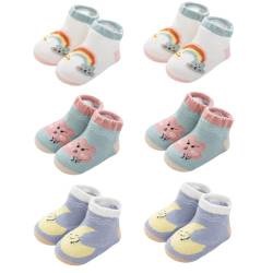VBKITW rutschfeste Socken für Baby, 6 Paar Baby Socken Baumwolle, Kleinkind Socken Baby, Kinder Anti Rutsch Socken for Babies Toddlers and Kids von VBKITW