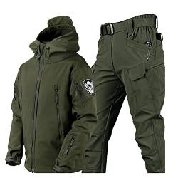 VBVARV Militärische Taktische Herren-Kampfuniform wasserdichte Armee-Kampfanzug-Sets Camouflage Softshell-Jacken-Hosen Jagdkleidung,Military Green,L von VBVARV