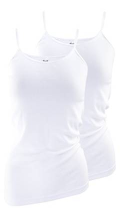 2 stück Damen Unterhemden Spaghettiträger aus 100% gekämmte Baumwolle Feinripp, ÖKO Tex Standard 100 Textiles Vertrauen, von VCA (36/38, weiß) von VCA Textil