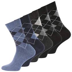 10 Paar Herren Baumwoll Socken Karo Classics, ohne Gummibund, Gr. 43-46 von VCA