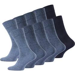 VCA 10 Paar Herren Baumwoll Business Socken in verschieden Jeansblau-Tönen von VCA