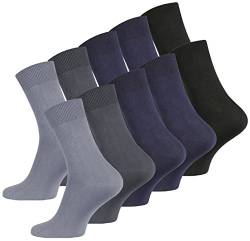 VCA 10 Paar Herren Socken, glatt gestrickt, Baumwolle, Spitze handgekettelt, Venenfreundlich (43/46, dunkel sortiert) von VCA