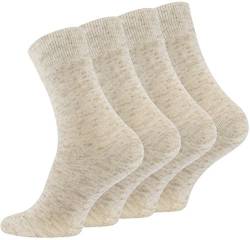 VCA 12 Paar Herren Leinen Socken Natur mit Baumwolle in beige meliert von VCA
