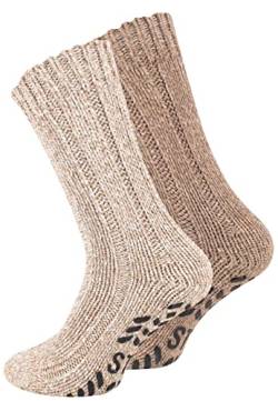 VCA 2 Paar Norweger Strick-Socken mit Antirutsch Sohle, Woll Socken von VCA