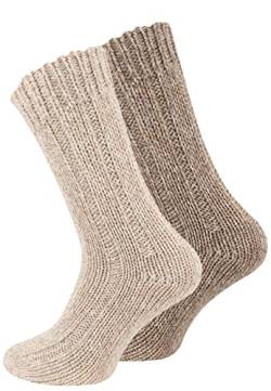 VCA 2 Paar Norwegersocken (Wollsocken), Stricksocken für Damen und Herren, Braun/Beige, Gr. 39-42 von VCA