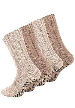 VCA 4 Paar Norweger Strick-Socken mit Antirutsch Sohle, Woll Socken von VCA
