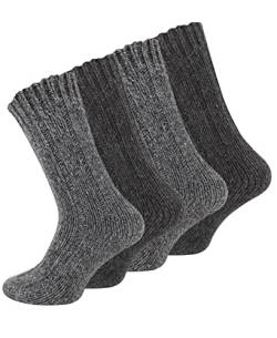 VCA 4 Paar Norwegersocken (Wollsocken), Stricksocken für Damen und Herren, Anthrazit, Gr. 35-38 von VCA