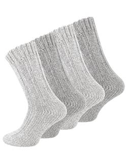 VCA 4 Paar Norwegersocken (Wollsocken), Stricksocken für Damen und Herren, Grau, Gr. 35-38 von VCA