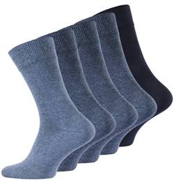 VCA 5 Paar Herren Baumwoll Business Socken in verschieden Jeansblau-Tönen von VCA