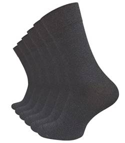 VCA 6 Paar Herren Diabetiker Socken, Ohne Gummibund, Baumwolle, handgekettelte druckfreie Spitze (39/42, anthrazit) von VCA