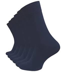 VCA 6 Paar Herren Diabetiker Socken, Ohne Gummibund, Baumwolle, handgekettelte druckfreie Spitze (39/42, marineblau) von VCA