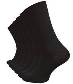 VCA 6 Paar Herren Diabetiker Socken, Ohne Gummibund, Baumwolle, handgekettelte druckfreie Spitze (43/46, schwarz) von VCA