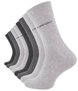 VCA 8 Paar Herren COMFORT Socken, ohne Gummibund, Baumwolle mit Elasthan, verschiedene Grautöne, Gr. 39-42 von VCA