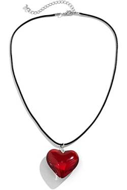 VCCKNB JEWELRY Große Herz-Halskette mit großem Herz-Anhänger, Kristall-Herz-Halskette, Jahrestag, Geburtstag, Valentinstag, Geschenk für Sie, Kristall von VCCKNB JEWELRY