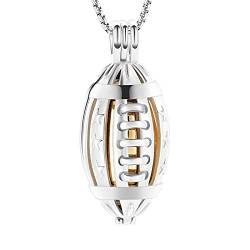 VCCWYQK American Football Einäscherung Medaillon Halskette für Asche von geliebten Menschen Edelstahl Memorial Urne Schmuck Frauen Männer Keepsake Mode Halskette (A-4) von VCCWYQK