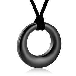 VCCWYQK Circle of Life Urnen-Halsketten für Asche Gedenkurnen Edelstahl Anhänger Halsketten Einäscherung Schmuck Andenken für Männer Frauen (A-schwarz) von VCCWYQK