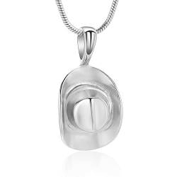 VCCWYQK Cowboy Hat Urn Necklace for Ashes for Men Women Stainless Steel Cremation Jewelry Memorial Ash Gift von VCCWYQK