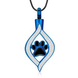 VCCWYQK Einäscherungsschmuck für Asche Das Auge meines Herzens Urne Halskette Keepsake mit Hund/Katze Pfote Memorial Urne Schmuck Edelstahl Halskette Memorial für Haustier Geschenk für Männer Frauen von VCCWYQK