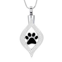 VCCWYQK Einäscherungsschmuck für Asche Das Auge meines Herzens Urne Halskette Keepsake mit Hund/Katze Pfote Memorial Urne Schmuck Edelstahl Halskette Memorial für Haustier Geschenk für Männer Frauen von VCCWYQK