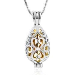 VCCWYQK Einäscherungsschmuck für Asche - Teardrop Urn Halsketten Anhänger für Asche für Frauen mit Hollow Keepsake Urn Memorial Locket Ascheschmuck von VCCWYQK