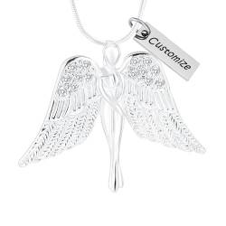 VCCWYQK Engel Dame Urnen-Halskette für Asche- Urnen-Halskette für Asche Edelstahl Flügel Kremationsschmuck für Frauen Mädchen von VCCWYQK