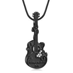 VCCWYQK Gitarre Urne Halskette für Asche für Musik Gitarrist Kremation Memorial Keepsake Anhänger Halskette für Gitarrist Musik von VCCWYQK