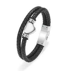 VCCWYQK Kreuz-Urnen-Armband für Asche, echtes Leder, Gedenk-Asche, Schmuck, Urnen-Armreifen, Medaillon, Andenken-Armband für Herren (24cm, B) von VCCWYQK