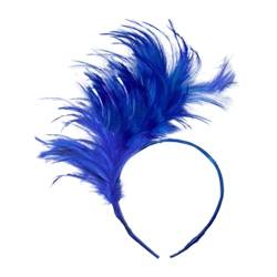 1920s Stirnband Feder Stirnband 20er Stil Haarband Retro Haarband Karneval Kopfschmuck Haarreif Fascinator Stirnbänder Damen Cocktail Party Fascinator Fasching Kostüm (Dark Blue) von VCTKLN