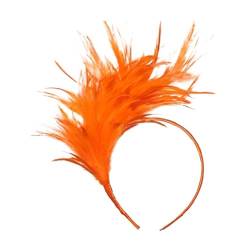 1920s Stirnband Feder Stirnband 20er Stil Haarband Retro Haarband Karneval Kopfschmuck Haarreif Fascinator Stirnbänder Damen Cocktail Party Fascinator Fasching Kostüm (Orange) von VCTKLN