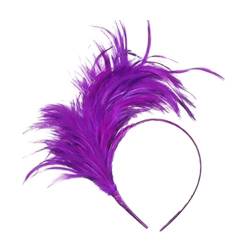 1920s Stirnband Feder Stirnband 20er Stil Haarband Retro Haarband Karneval Kopfschmuck Haarreif Fascinator Stirnbänder Damen Cocktail Party Fascinator Fasching Kostüm (Purple) von VCTKLN