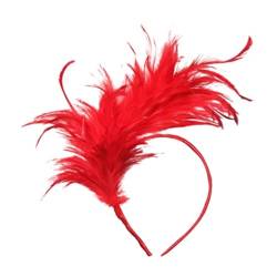 1920s Stirnband Feder Stirnband 20er Stil Haarband Retro Haarband Karneval Kopfschmuck Haarreif Fascinator Stirnbänder Damen Cocktail Party Fascinator Fasching Kostüm (Red) von VCTKLN