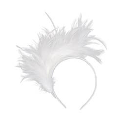 1920s Stirnband Feder Stirnband 20er Stil Haarband Retro Haarband Karneval Kopfschmuck Haarreif Fascinator Stirnbänder Damen Cocktail Party Fascinator Fasching Kostüm (White) von VCTKLN