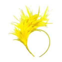1920s Stirnband Feder Stirnband 20er Stil Haarband Retro Haarband Karneval Kopfschmuck Haarreif Fascinator Stirnbänder Damen Cocktail Party Fascinator Fasching Kostüm (Yellow) von VCTKLN