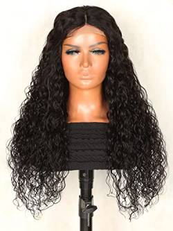 Human Lace Wigs 13 * 4 * 1 Lace Front Water Wave Human Hair Wig for Black Women (Color : 150Density 13 * 6 * 1, Size : 24 inch) von VDESC