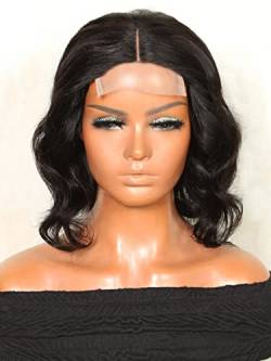 Human Lace Wigs T-Part Lace Curly Human Hair Wig for Black Women (Color : 180Density 13 * 4 * 1, Size : 8 Inch) von VDESC
