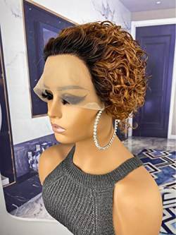 Womens 13 * 1 Lace Front 150% Short Curly Human Hair Wig Human Lace Wigs von VDESC