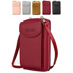 Damen Handy Umhängetasche, Leder Handytasche zum Umhängen mit Geldbörse Kartenfächer, Crossbody Geldbeutel Brieftasche Kleine Tasche Geschenke für Frauen zum Geburtstag Weihnachten von VDSOW