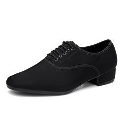 Herren Ballsaal Tanzschuhe, 2,5 cm/ 1 Zoll Tango Salsa Latin Character Schuh Atmungsaktive Leinwand Tanzschuhe Für Männer,2.5cm Heel Suede Soles,43 EU von VEACAM