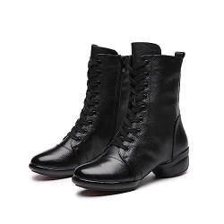 Tanzschuhe Für Frauen Leder Ballsaal Tanzschuhe Lace-Up Mode Tanzschuhe Damen Tanzstiefel,Split Sole,38 EU von VEACAM