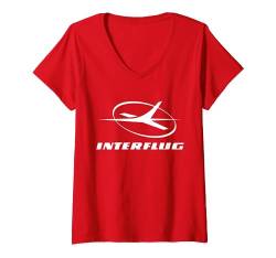 INTERFLUG - WHITE LOGO T-Shirt mit V-Ausschnitt von VEB Miederwaren Kombinat