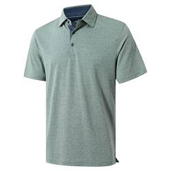 VEBOON Herren Poloshirts Kurzarm Baumwollmischung Heather Moisture Wicking Casual Collared Shirts, Frost Green Heather, XL von VEBOON