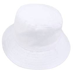 VECRY Damen Baumwolle Reversibel Bucket Hat Irre Fischmenschen Outdoor-Kappe Faltbar Sommer Strand Hüte (M,Fest-Weiß) von VECRY