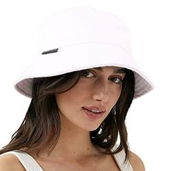 VECRY Damen Herren Denim Gewaschene Baumwolle Trendy Bucket Hat Damen Sommer Strand Sonnenhüte (M,Fest-Weiß) von VECRY